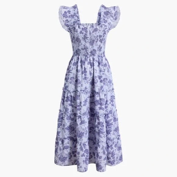 Hill House MEDIUM The Ellie nap midi dress in Lilac Tonal Floral color - Picture 2 of 7